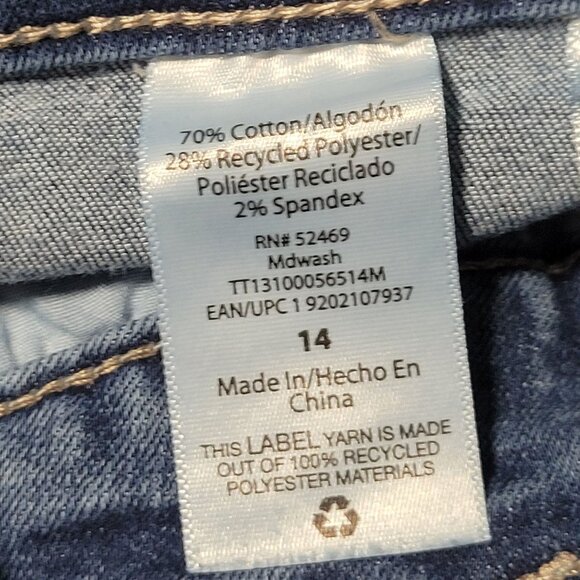 Time And Tru High Rise Jeans Womens Size 14 Straight Medium Wash Denim Raw Hems - Picture 6 of 6